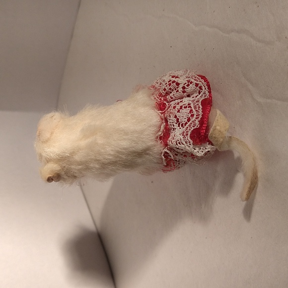 Original Fur Toy Mouse West Germany Miniature Red Eyes Christmas Gift Skirt - Picture 4 of 5